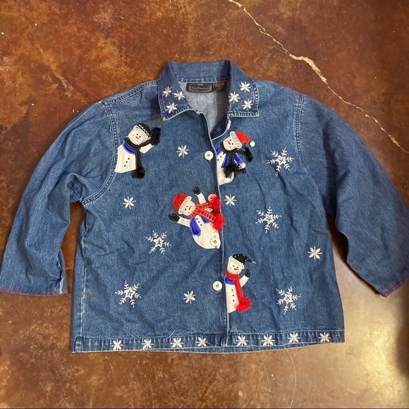 Vintage New Direction Denim Snowman Jacket - Picture 1 of 5